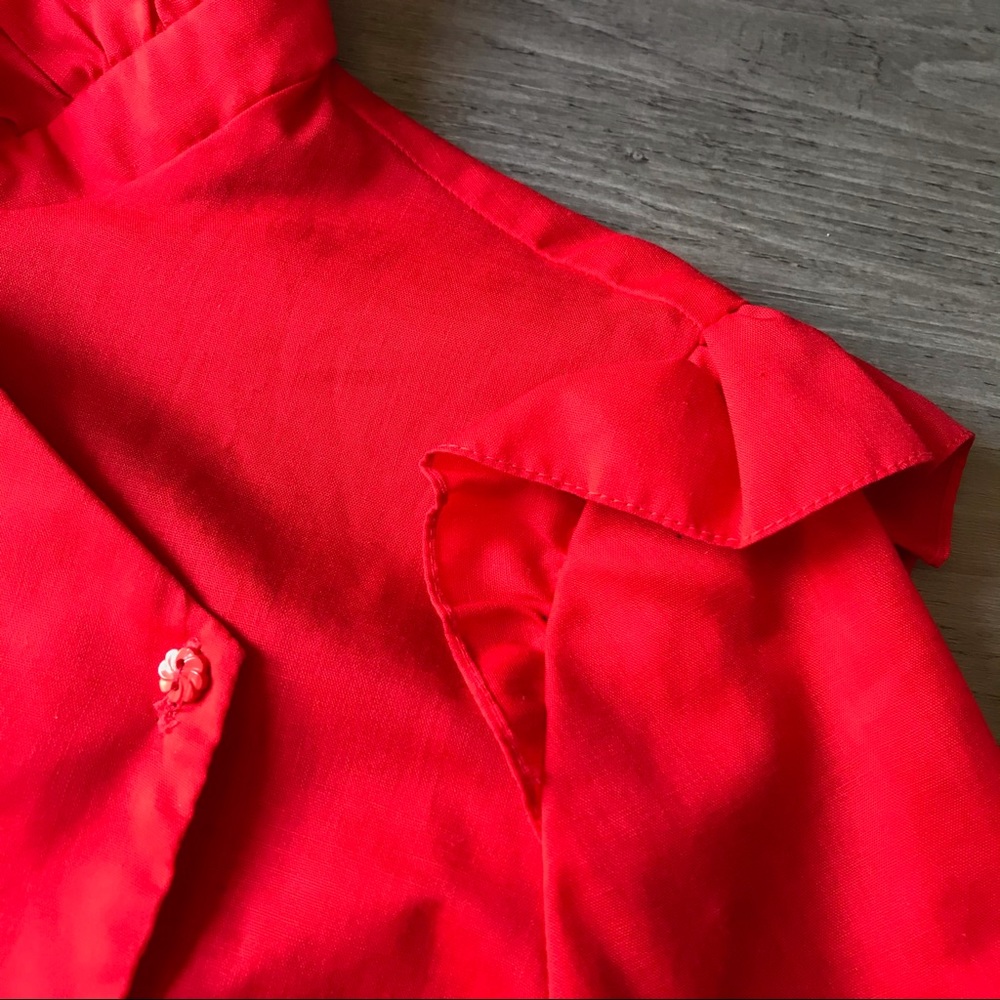 Vtg Red Ruffle Top - Picture 4 of 5